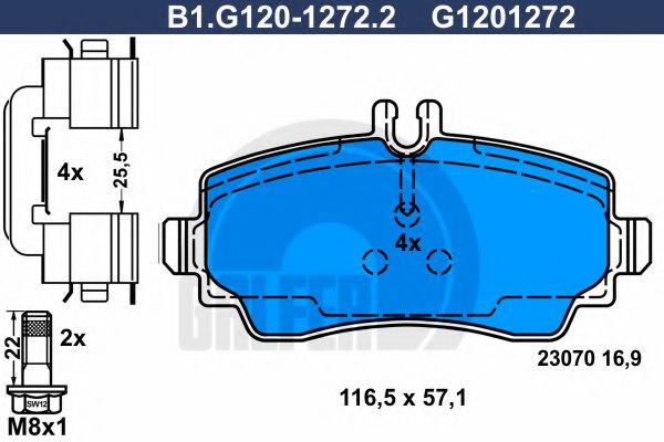 B1.G120-1272.2 GALFER Bremsanlage Bremsbelagsatz, Scheibenbremse