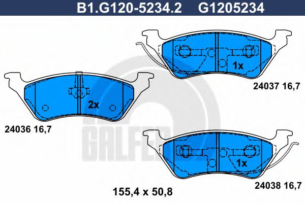 B1.G120-5234.2 GALFER Brake System Brake Pad Set, disc brake