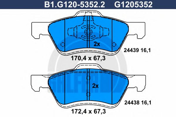 B1.G120-5352.2 GALFER Bremsanlage Bremsbelagsatz, Scheibenbremse