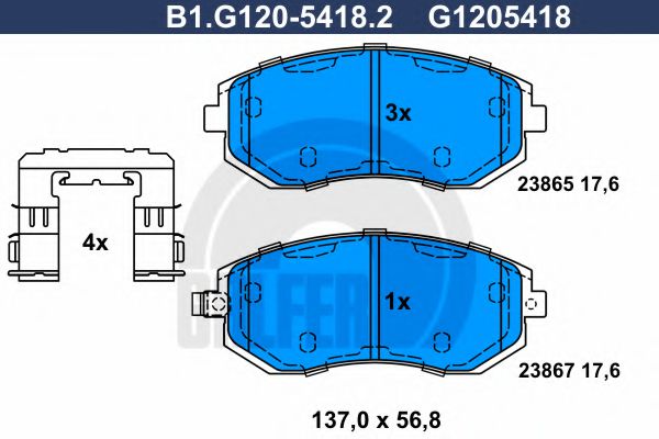 B1.G120-5418.2 GALFER Bremsanlage Bremsbelagsatz, Scheibenbremse