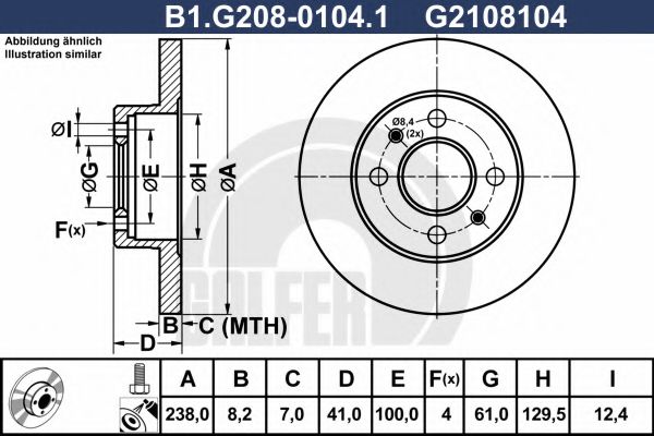B1.G208-0104.1 GALFER Brake System Brake Disc