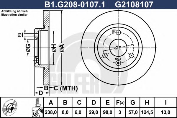 B1.G208-0107.1 GALFER Brake System Brake Disc