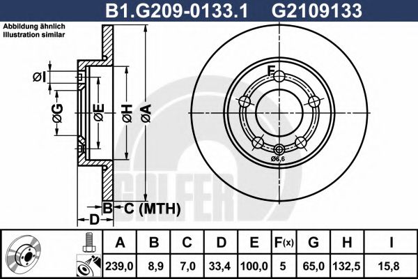 B1.G209-0133.1 GALFER Brake System Brake Disc