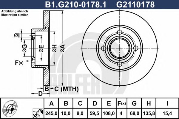 B1.G210-0178.1 GALFER Brake System Brake Disc