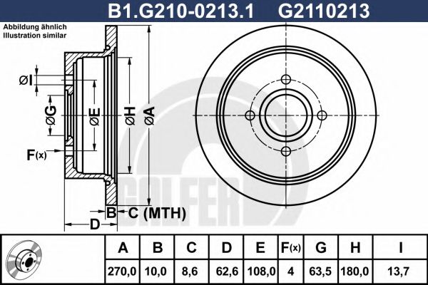 B1.G210-0213.1 GALFER Bremsanlage Bremsscheibe
