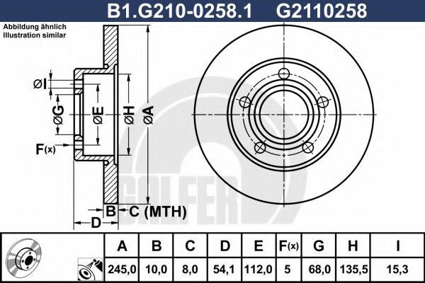 B1.G210-0258.1 GALFER Brake System Brake Disc