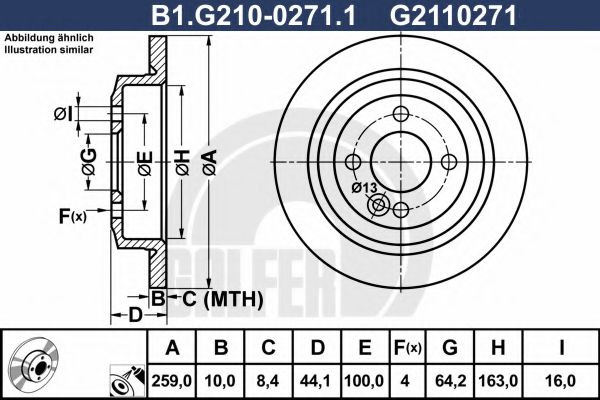B1.G210-0271.1 GALFER Brake System Brake Disc