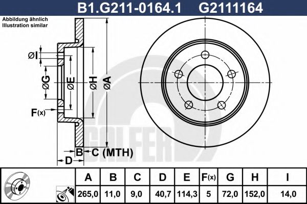 B1.G211-0164.1 GALFER Brake System Brake Disc