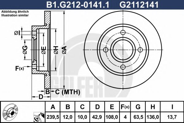 B1.G212-0141.1 GALFER Brake System Brake Disc