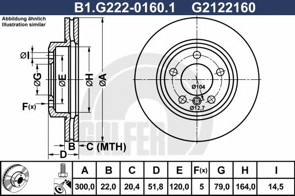 B1.G222-0160.1 GALFER Brake System Brake Disc