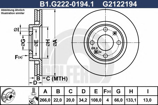 B1.G222-0194.1 GALFER Brake System Brake Disc