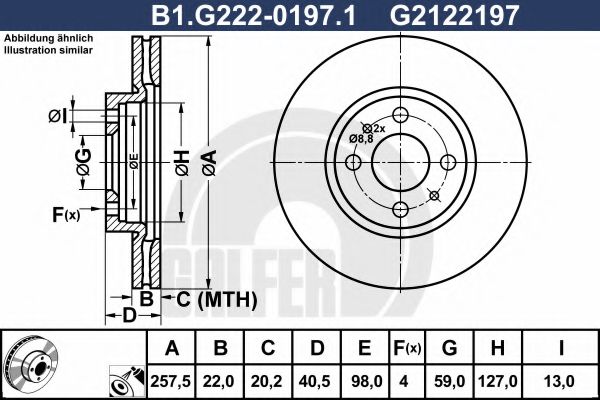 B1.G222-0197.1 GALFER Brake System Brake Disc