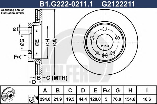 B1.G222-0211.1 GALFER Brake System Brake Disc
