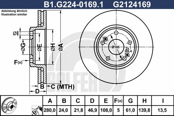B1.G224-0169.1 GALFER Bremsanlage Bremsscheibe