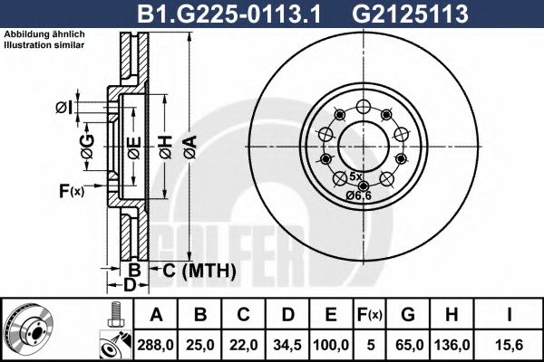 B1.G225-0113.1 GALFER Bremsanlage Bremsscheibe