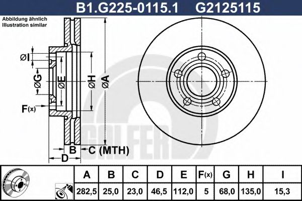 B1.G225-0115.1 GALFER Brake System Brake Disc