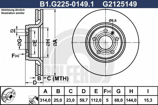 B1.G225-0149.1 GALFER Bremsanlage Bremsscheibe