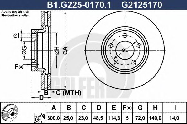 B1.G225-0170.1 GALFER Bremsanlage Bremsscheibe