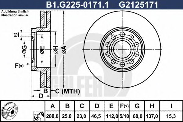 B1.G225-0171.1 GALFER Bremsanlage Bremsscheibe