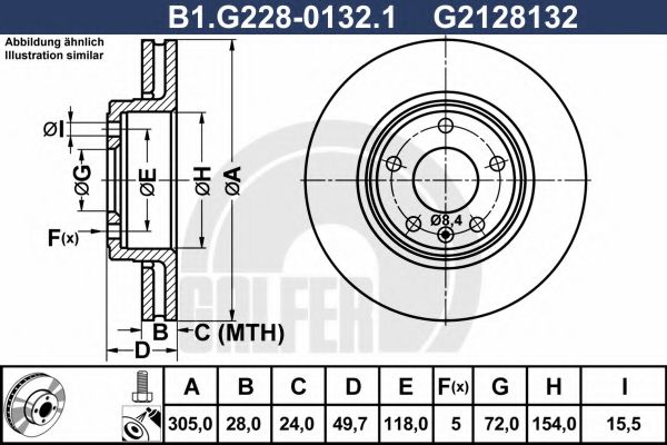 B1.G228-0132.1 GALFER Brake System Brake Disc