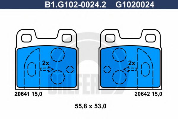B1.G102-0024.2 GALFER Bremsanlage Bremsbelagsatz, Scheibenbremse