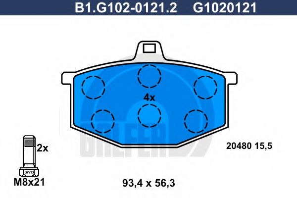 B1.G102-0121.2 GALFER Bremsanlage Bremsbelagsatz, Scheibenbremse