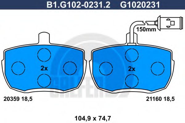 B1.G102-0231.2 GALFER Brake System Brake Pad Set, disc brake