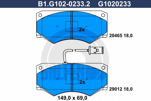 B1.G102-0233.2 GALFER Bremsanlage Bremsbelagsatz, Scheibenbremse