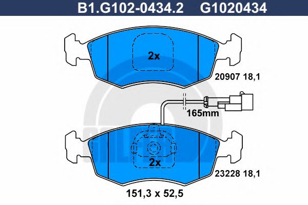 B1.G102-0434.2 GALFER Brake Pad Set, disc brake