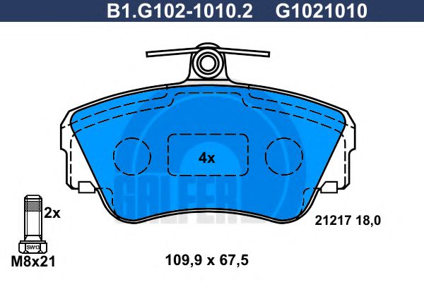 B1.G102-1010.2 GALFER Bremsanlage Bremsbelagsatz, Scheibenbremse