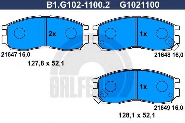 B1.G102-1100.2 GALFER Bremsanlage Bremsbelagsatz, Scheibenbremse