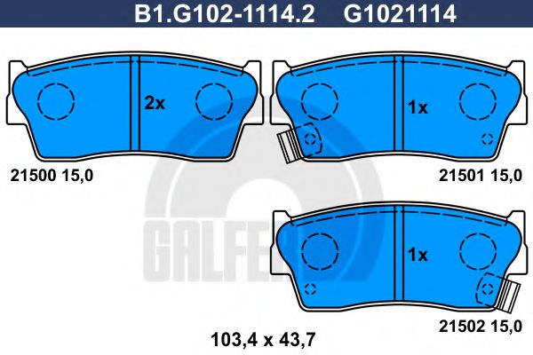 B1.G102-1114.2 GALFER Bremsanlage Bremsbelagsatz, Scheibenbremse