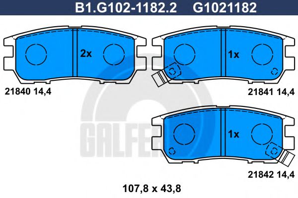 B1.G102-1182.2 GALFER Bremsanlage Bremsbelagsatz, Scheibenbremse