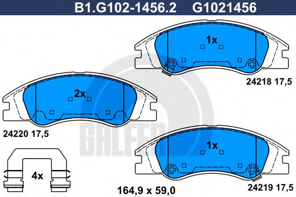 B1.G102-1456.2 GALFER Bremsanlage Bremsbelagsatz, Scheibenbremse