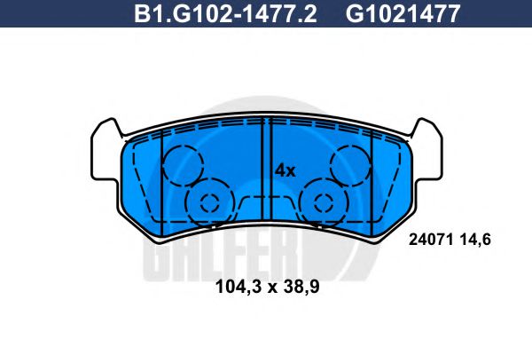 B1.G102-1477.2 GALFER Bremsanlage Bremsbelagsatz, Scheibenbremse
