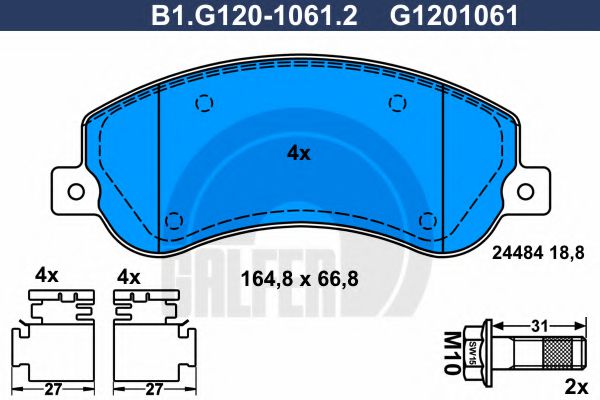 B1.G120-1061.2 GALFER Bremsanlage Bremsbelagsatz, Scheibenbremse