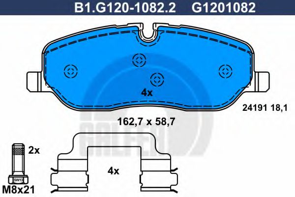B1.G120-1082.2 GALFER Bremsanlage Bremsbelagsatz, Scheibenbremse