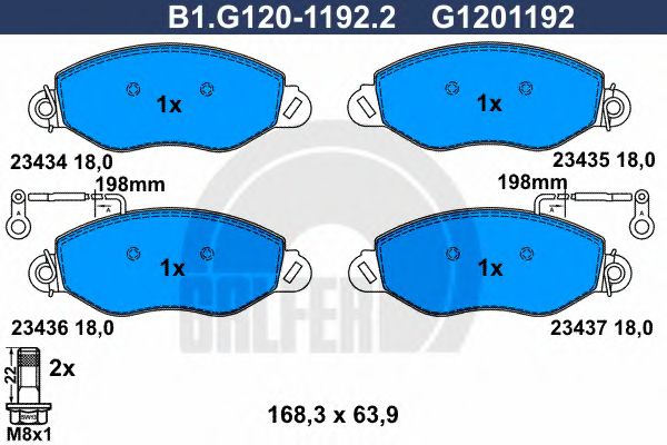 B1.G120-1192.2 GALFER Brake System Brake Pad Set, disc brake