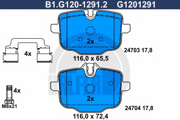 B1.G120-1291.2 GALFER Bremsanlage Bremsbelagsatz, Scheibenbremse