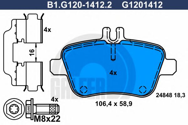 B1.G120-1412.2 GALFER Brake System Brake Pad Set, disc brake