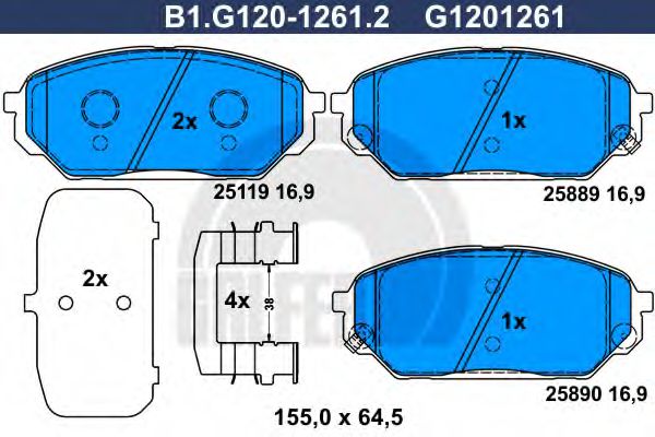 B1.G120-1261.2 GALFER Bremsanlage Bremsbelagsatz, Scheibenbremse