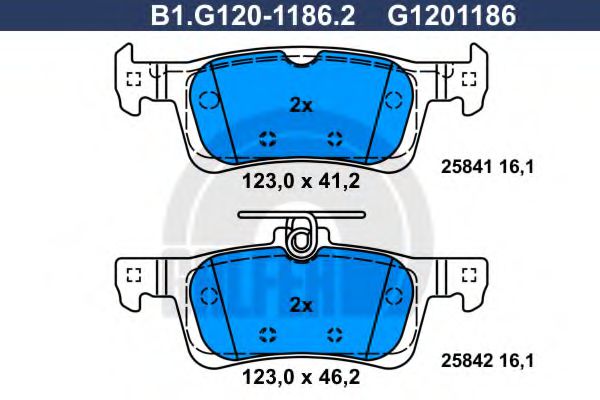 B1.G120-1186.2 GALFER Brake System Brake Pad Set, disc brake