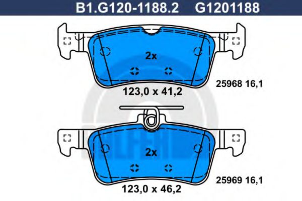 B1.G120-1188.2 GALFER Bremsanlage Bremsbelagsatz, Scheibenbremse