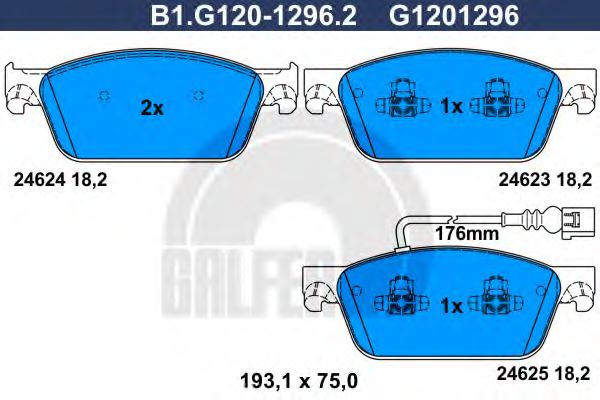 B1.G120-1296.2 GALFER Bremsanlage Bremsbelagsatz, Scheibenbremse