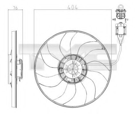 825-0020 TYC Cooling System Fan, radiator