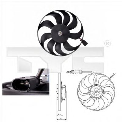 802-0001 TYC Cooling System Fan, radiator