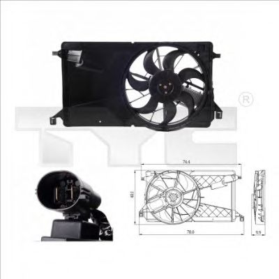 820-0001 TYC Cooling System Fan, radiator
