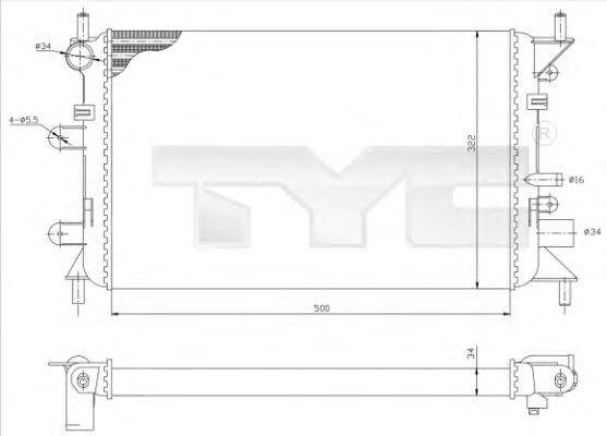 710-0036-R TYC Cooling System Radiator, engine cooling