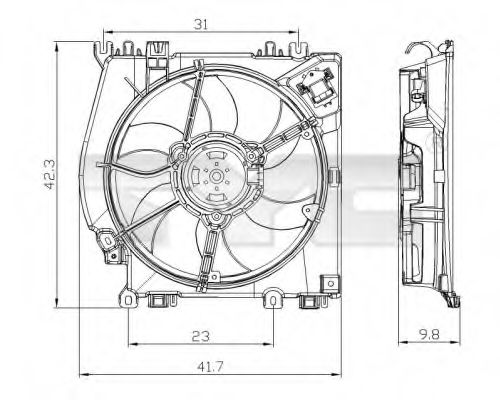 828-0001 TYC Cooling System Fan, radiator