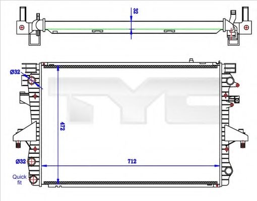 737-0061-R TYC Cooling System Radiator, engine cooling